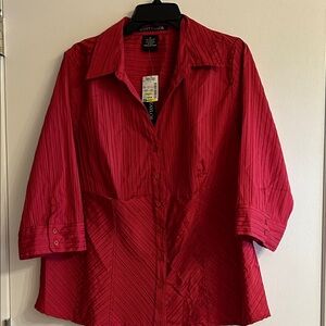 Elegant Red Button-Down Shirt